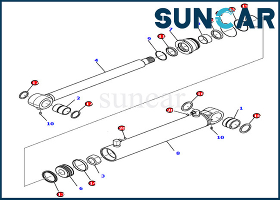 707-98-28670 7079828670 Bom Silindiri Servis Kiti Modellere Uyar Ekskavatör PC80MR-3 PC80MR-5 Komatsu