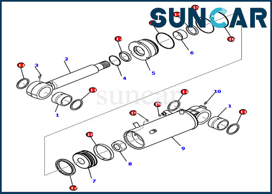 PC80MR-3 Komatsu 707-98-42710 7079842710 Bıçak Değiştirme Conta Kiti Hidrolik Silindir