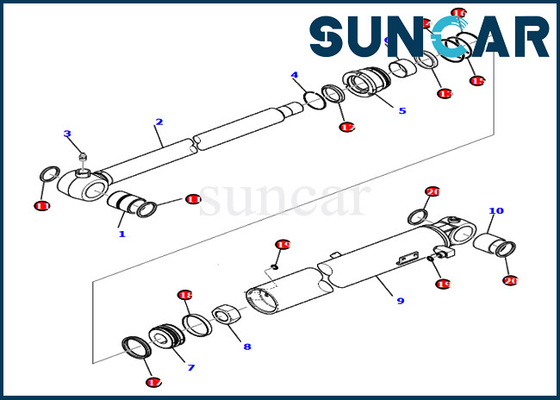 Komatsu PC80MR-3 PC80MR-5 707-98-26980 7079826980 Kova Silindir Yağ Keçesi Kiti Ekskavatör Servis Parçaları