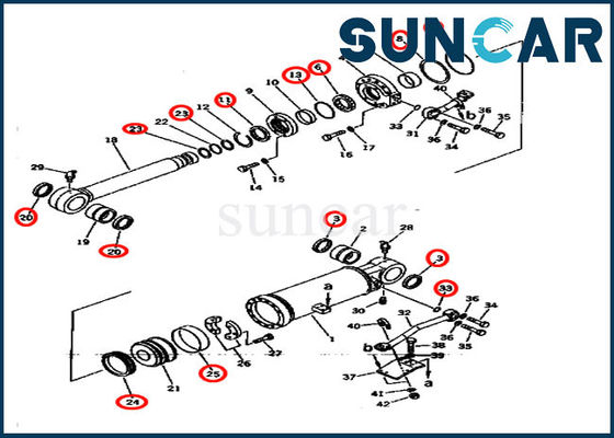 D275A-2 Komatsu için ISO9001 Kaldırma Silindiri Conta Kiti 707-99-73050