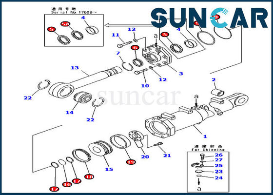 D375A-3 Komatsu Parçaları 707-98-74410 Eğimli Sızdırmazlık Kiti Hidrolik Silindir Servis Kiti