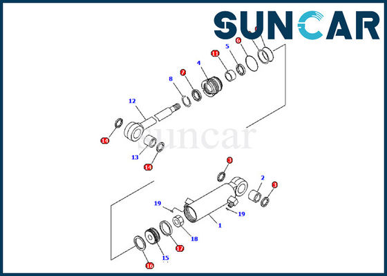 707-98-03480 Komatsu PC09-1 Ekskavatör İç Parçaları Tamir Takımı Bıçak Hidrolik Silindir Conta Takımı