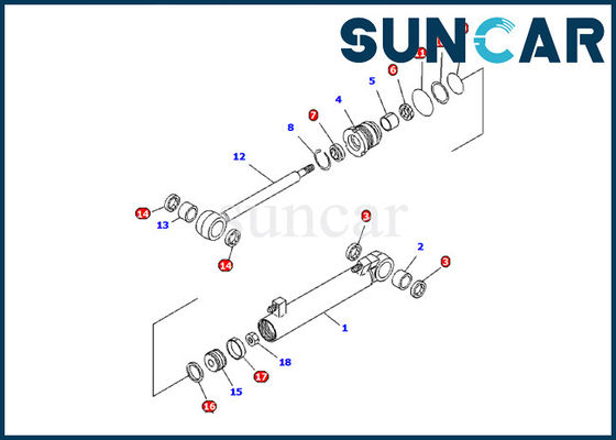 707-98-11060 PC08UU-1 model değiştirme için Komatsu Ekskavatör kolu Silindir Conta Kitleri