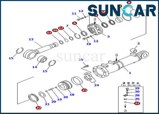 707-99-74460 Pitch Dozer D375A-3 için Bıçak Yatırma Silindiri Sızdırmazlık Kiti Komatsu Servis Kiti