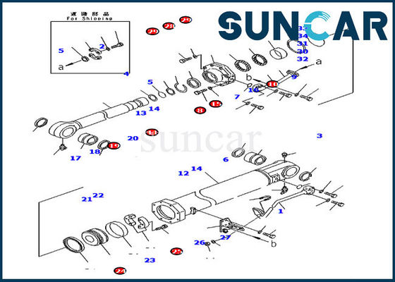7079974520 Bıçak Eğim Sızdırmazlık Kiti Komatsu Buldozer D375A-5D için Silindir Tamir Takımları