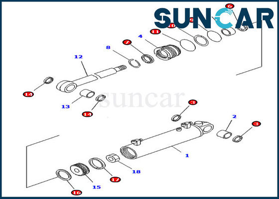 707-98-32820 D41A-6 D41E-6 Koamtsu İç Parçaları için Bıçak Kaldırma Silindiri Tamir Contası Kiti