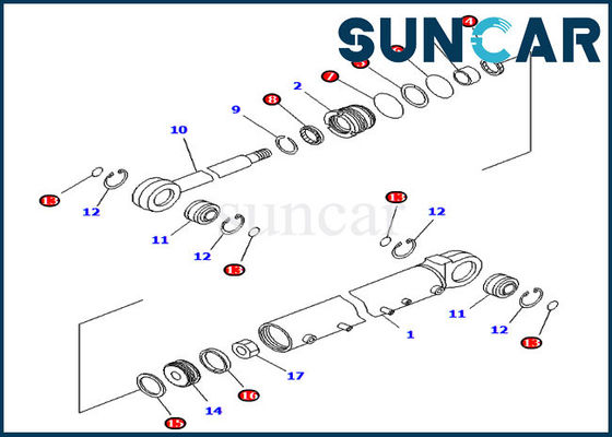 707-98-42420 Bıçak Açısı Onarım Silindir Conta Kitleri Komatsu Paletli Dozer D41E-6 D41P-6'ya Uyar