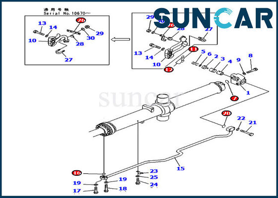 D475A-3 Komatsu Parçaları 707-98-67510 7079867510 Hidrolik Bıçak Kaldırma Onarım Silindir Conta Kitleri