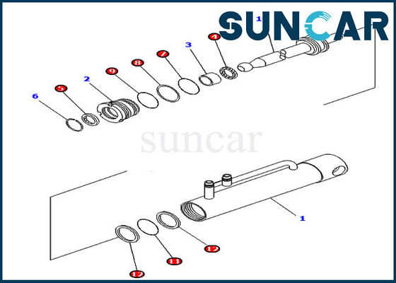 Korozyon Direnci 707-99-11010 Komatsu D475A-3 için Hidrolik Silindir Tamir Conta Takımı
