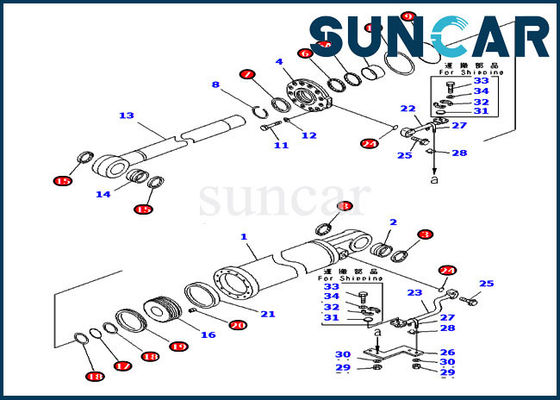 707-99-75600 7079975600 Dozer Conta Kitleri Ripper Kaldırma Silindir Kiti Komatsu D475A-5A'ya Uyar
