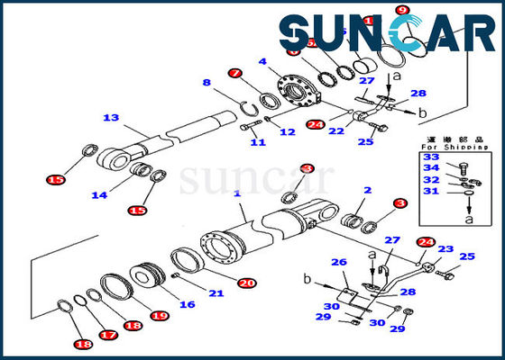 D475A-5E0 Yatırma Silindiri Conta Tamir Takımı 707-99-77620 Komatsu Hidrolik Yedek Kitleri