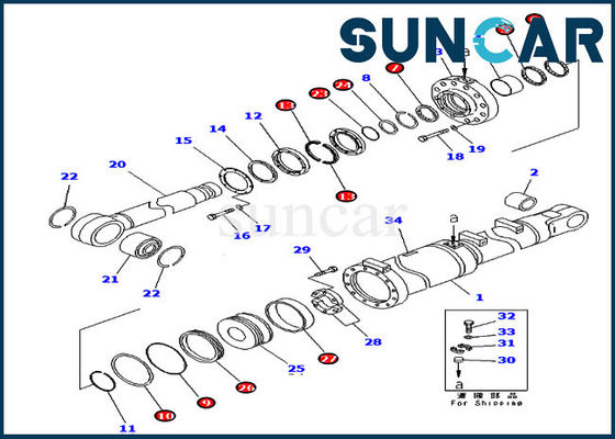 Dozer Sızdırmazlık 707-99-84050 Bıçak Yatırma Silindiri Conta Kitleri D475A-5 Komatsu Servis Kiti
