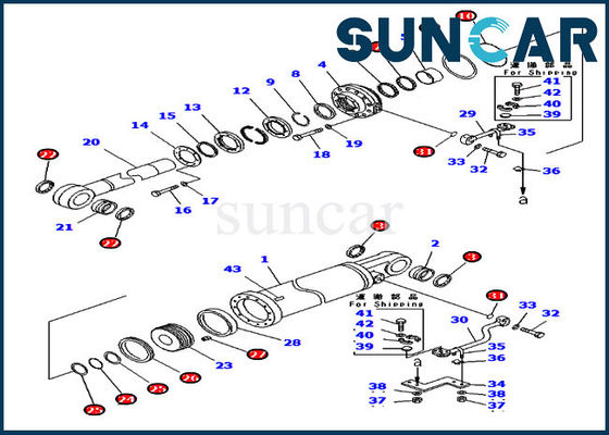 707-99-75530 D475A-5 Komatsu Buldozer için Ripper Kaldırma Silindiri Tamir Conta Takımları