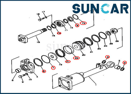 Hidrolik Conta Takımı 131-63-05050 Komatsu D50A-16 D50P-16 için Eğim Silindiri Tamir Takımları