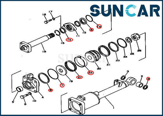 Eğim Silindiri Sızdırmazlık Kiti 130-63-05050 D53A-16 D53P-16 Komatsu için ISO9001 Tamir Takımı
