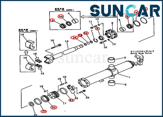 707-98-75410 Hidrolik Bıçak Kaldırma Servis Kiti D575A-2 Komatsu Silindir Değiştirme Kitleri