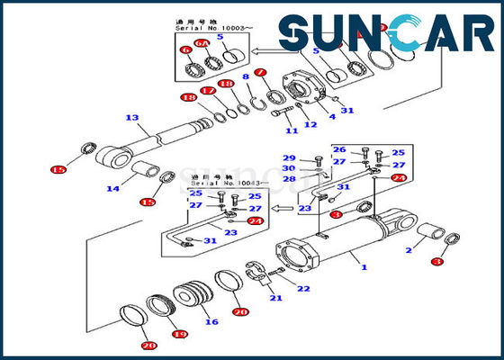 707-98-84420 Riper Kaldırma Servis Kiti Komatsu D575A-2 Dozer için Silindir Tamir Conta Kiti