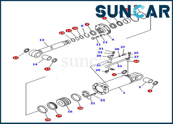 D575A-2 Komatsu Parçaları 707-98-84450 Riper Eğim Silindiri Tamir Takımı Hidrolik Yağ Keçesi Takımı