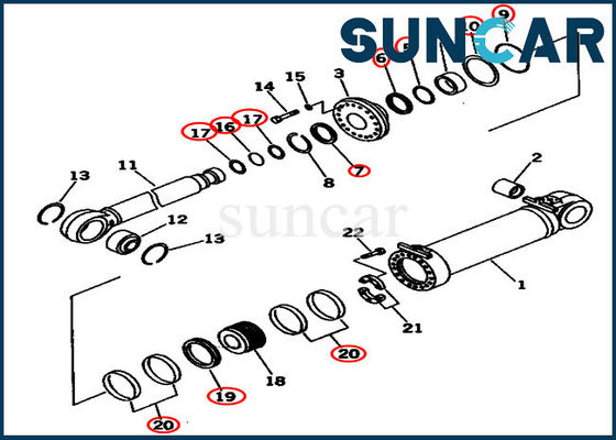 Çift Eğimli Silindir Sızdırmazlık Kiti 707-99-96201 OEM Dozer Komatsu Hidrolik Yağ Keçesi Kitleri