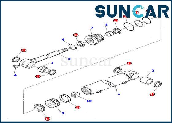 878000392 Komatsu PC10-7 PC20-7 Yedek Conta Conta Kiti için Bom Dönüş Silindiri Servis Kiti