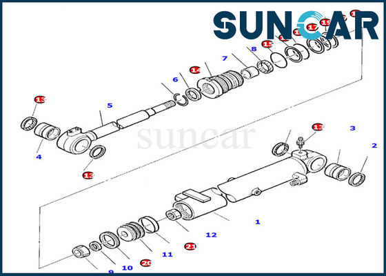 878000394 Hidrolik Bom Silindir Conta Takımı Komatsu PC10-7 Ekskavatör İç Yağ Keçesinin Değiştirilmesine Uyar
