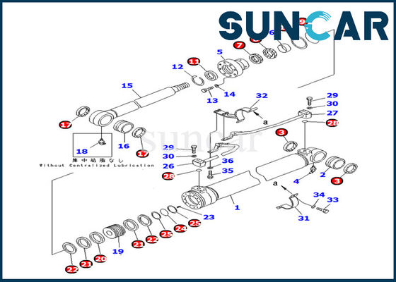 707-98-36250 Ekskavatör Bom Silindiri Servis Kiti Komatsu PC100-6Z İç Tamir Conta Takımı Parçaları