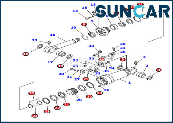 707-99-44270 Bıçak Silindir Keçe Kiti PC128UU PC138US Komatsu Silindir İç Yağ Keçesi Servis Kiti