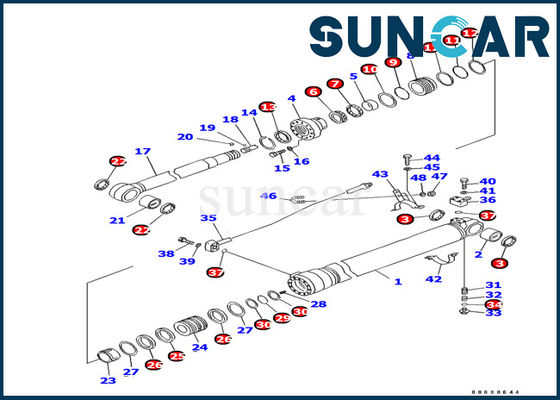 Yağ Direnci 707-99-44340 Komatsu PC100-6Z İç Parçalar İçin Hidrolik Kol Silindir Conta Kiti