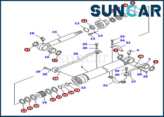 707-99-69620 Hidrolik Tamir Conta Takımları Komatsu PC1000-1 Kol Silindir Conta Takımı İç Parçalar