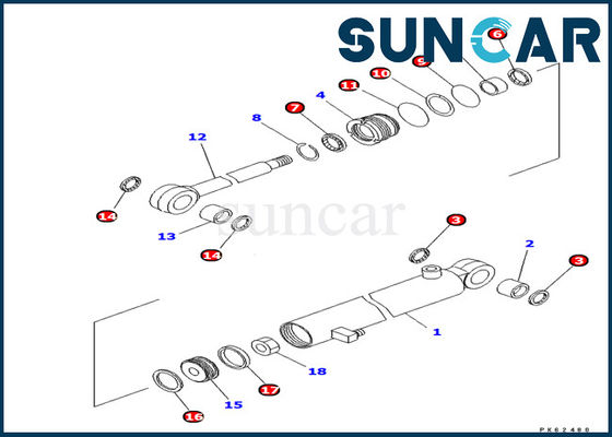707-98-03460 Ekskavatör Conta Kitleri Komatsu PC03-2 Kol Silindiri İç Yağ Keçesi Servis Kiti
