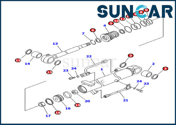 707-98-10940 PC10MR-1 Ekskavatör İç Parçaları için Komatsu Bom Silindir Tamir Conta Takımları