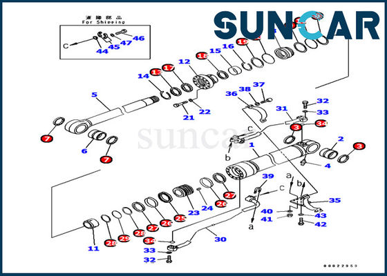 PC380 PC400 Kol Silindir Conta Kiti 707-99-67090 Ekskavatör Komatsu makineleri Servis Kitleri