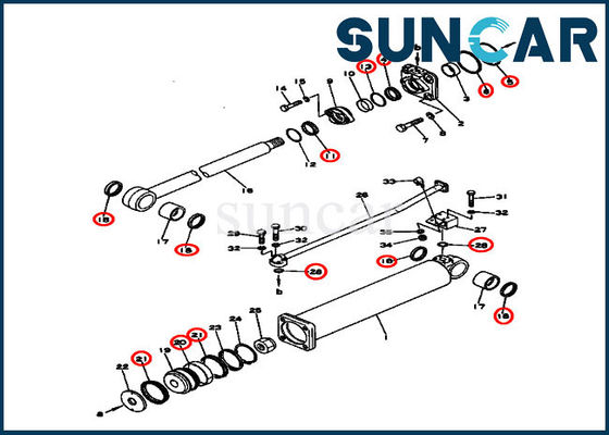 Buldozer Parçaları 131-63-05040 Kaldırma Hidrolik Silindir Conta Takımı D53S-16 Komatsu Tamir Takımları