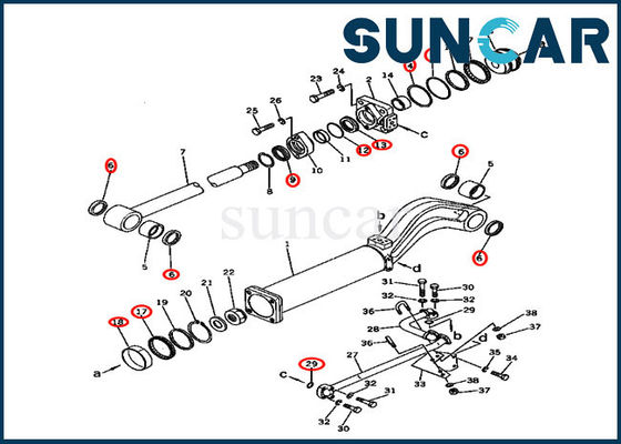 Hidrolik Yağ Keçesi Kiti 135-63-05030 D57S-1 Komatsu Dozer için Damper Silindir Keçesi Tamir Takımı