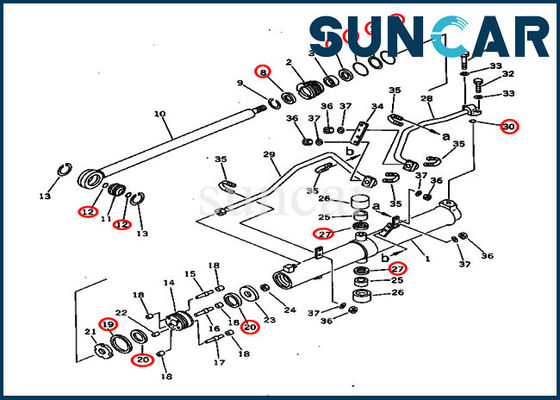 D60A-8 Komatsu Conta Kitleri 707-98-36450 Hidrolik Bıçak Kaldırma Silindiri Tamir Takımı 7079836450