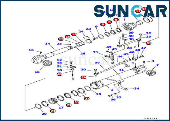 PC1250-7 Komatsu Ekskavatör yağ direnci Keçe Kitleri 707-99-69670 Hidrolik Silindir Kolu servis Kiti