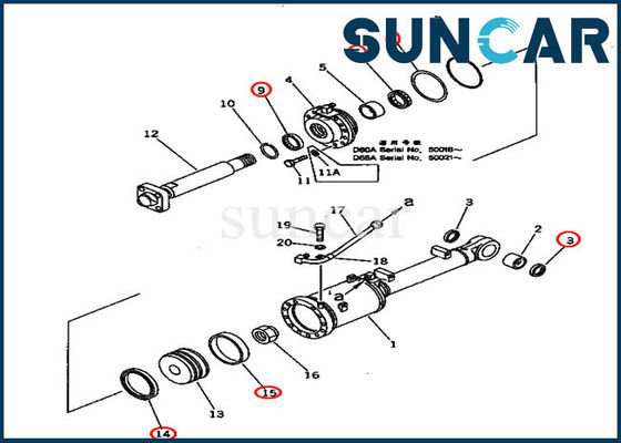 Buldozer 707-98-60100 Bıçak Yatırma Silindiri Conta Takımı D60A-11 Komatsu Tamir Parçaları