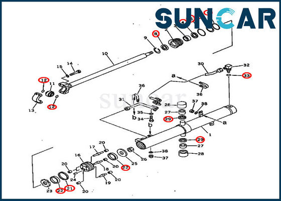 Hidrolik Keçeler 707-98-36440 Bıçak Kaldırma Komatsu Keçe Kitleri D60P-11 D60P-8 Silindir Servis Kiti