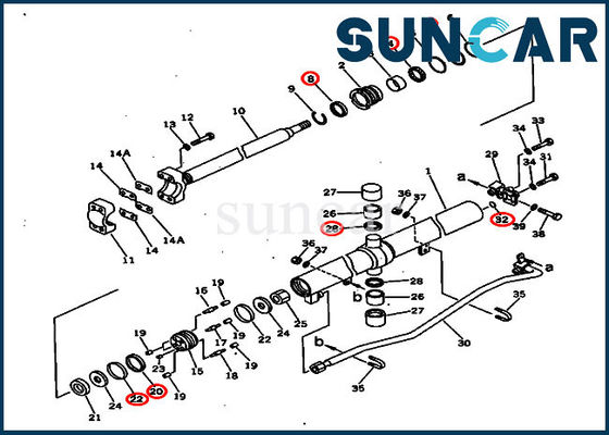707-98-28600 7079828600 Kaldırma Silindiri Conta Tamir Takımı Komatsu Paletli dozer D60P-12 D65E-12