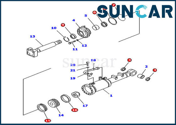 707-98-52140 Yatırma Silindiri Komatsu D61EX-12 Düz Yatırma Dozer İçin Hidrolik Tamir Conta Takımı