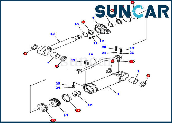 ISO9001 Selas 707-98-52130 Riper Silindir Sızdırmazlık Kiti D61E-12 Komatsu Buldozer Parçaları