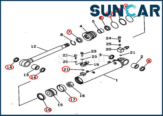 707-98-40020 Kırpma Silindiri Tamir Takımı 7079840020 Dozer Conta Kitleri Komatsu D65EX-12'ye Uyar