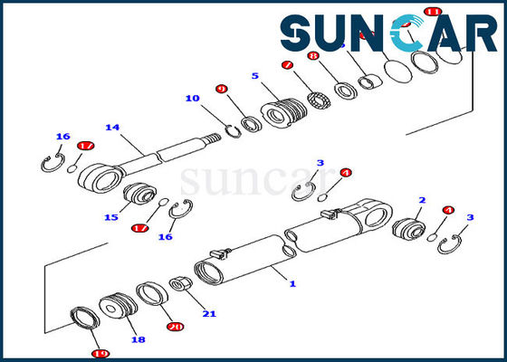 707-99-35170 Açılı Silindir Servis Kiti D61EX-12 Komatsu Paletli Dozer için Hidrolik Yağ Keçesi Kiti