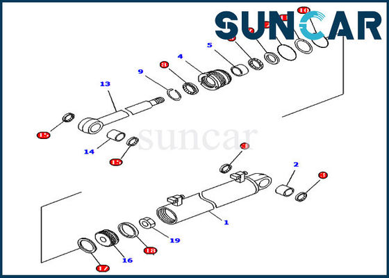 707-99-34600 Kaldırma Sızdırmazlık Kiti Komatsu Silindir Keçesi D61PX-12 Güç Açısı Elektrikli Eğimli Dozer