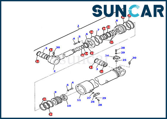 21D-61-13160 Komatsu PC110R-1 Model İç Değiştirme Kiti için Hidrolik Kol Silindir Conta Kitleri