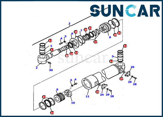 PC110R-1 Komatsu Ekskavatör İç Tamir Takımı 21D-61-14140 Bom Döner Silindir Conta Takımı Contası