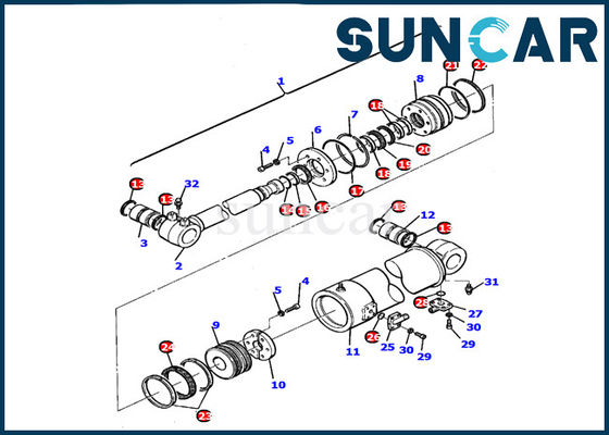 Komatsu 21D-61-15170 Bıçak Silindir Conta Takımı Conta Takımı PC110R-1 Ekskavatör Tamir Servis Takımı