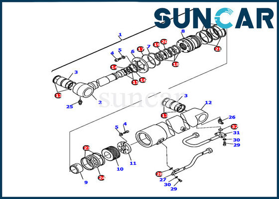 Aşınma Direnci 226-61-11220 Komatsu PC110R-1 Bom Silindir Sızdırmazlık Kiti Ekskavatör Conta Takımı