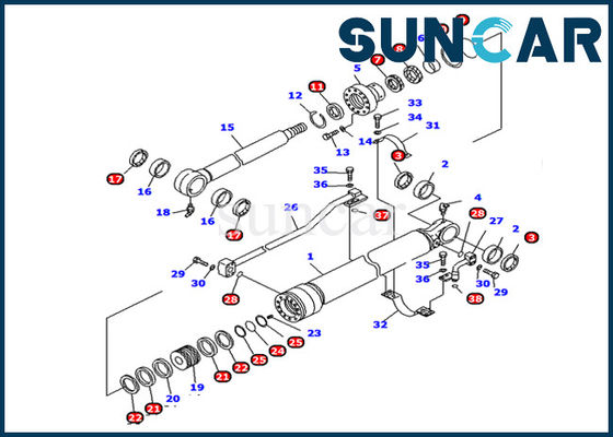 707-99-25800 Komatsu Kova Silindir Conta Takımı PC128US-2-A Ekskavatör Hidrolik Silindir İç Parçalarına Uyar
