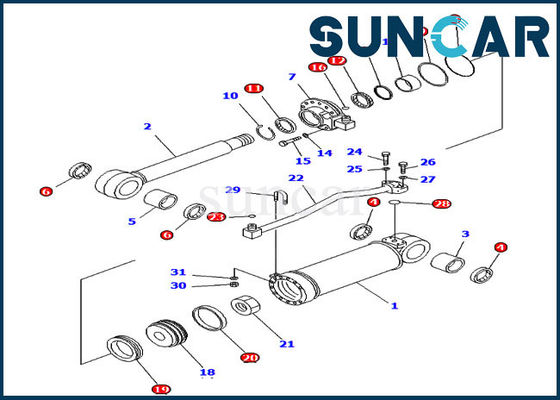 Riper Silindir Conta Kiti 707-99-52230 Komatsu D65E-12 D85ESS-2A için Yedek Servis Kiti